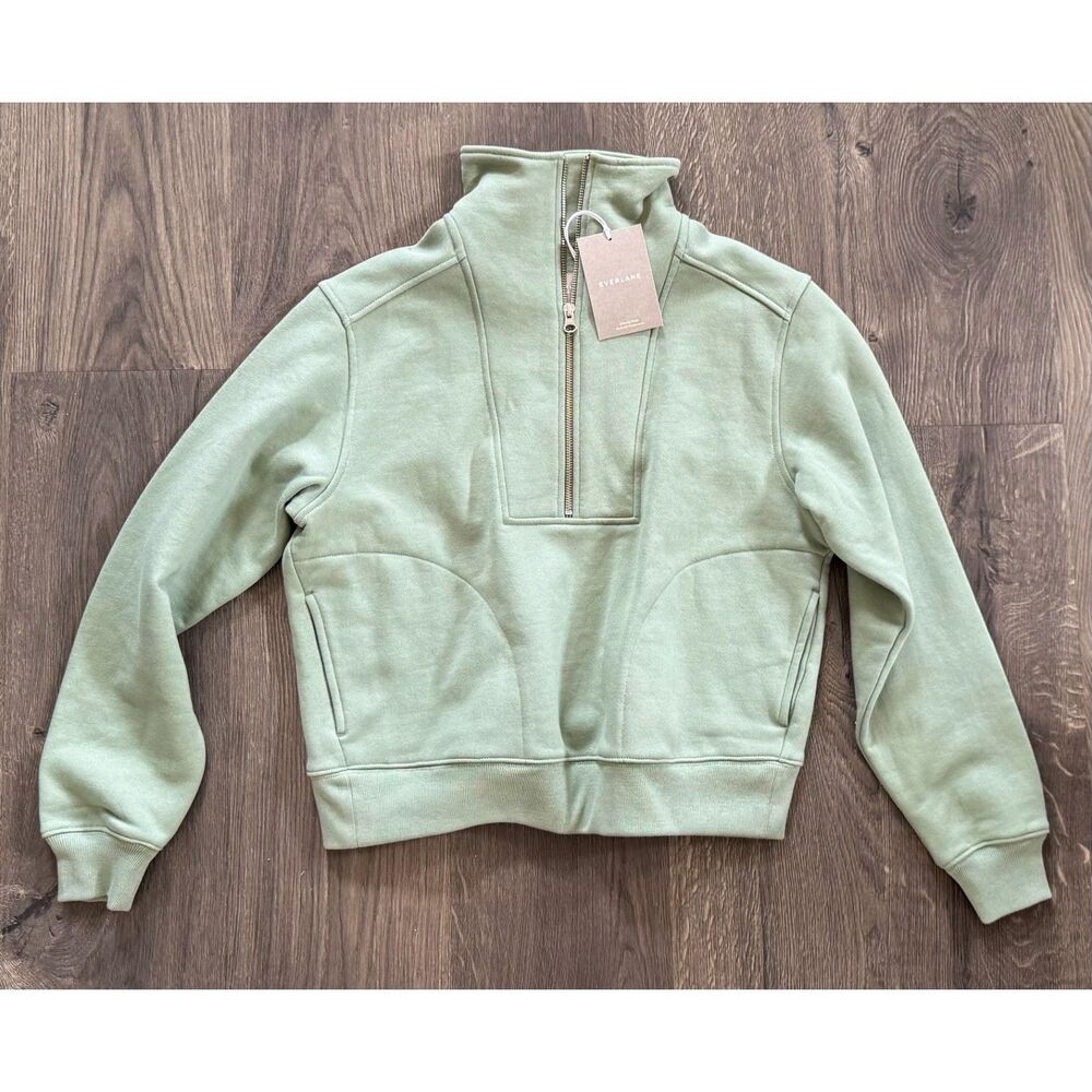 NEW Everlane Track‎ Half-Zip Sweatshirt Pullover Lily Pad Mint Sage Green XS